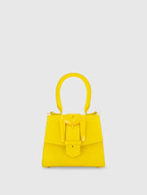 Buckled Mini Croco Leather Handbag with Detachable Strap